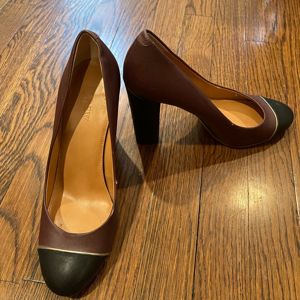 J.Crew Oxblood & Black Block Heels